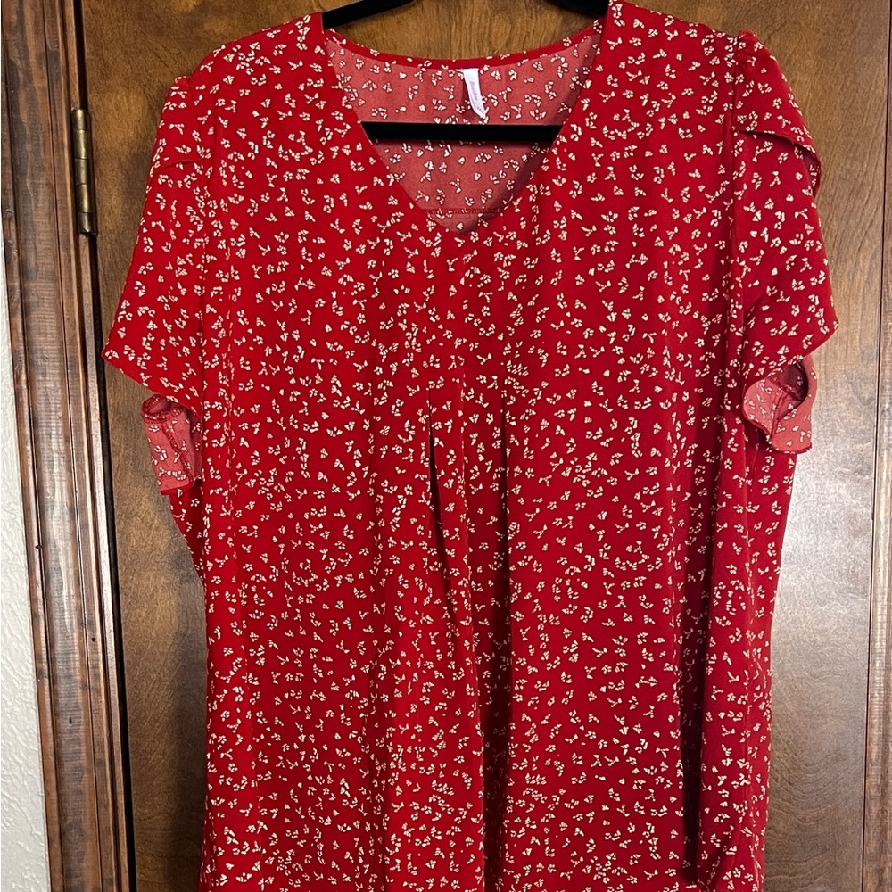Women's Red Printed Blouse - 2XL